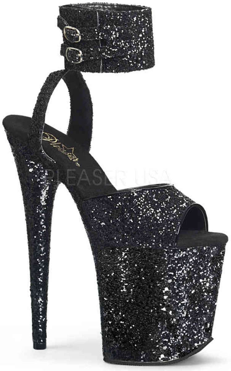 EU 39 = US 9 | FLAMINGO-891LG | 8 Heel, 4 PF Glitter Ankle Strap Sandal